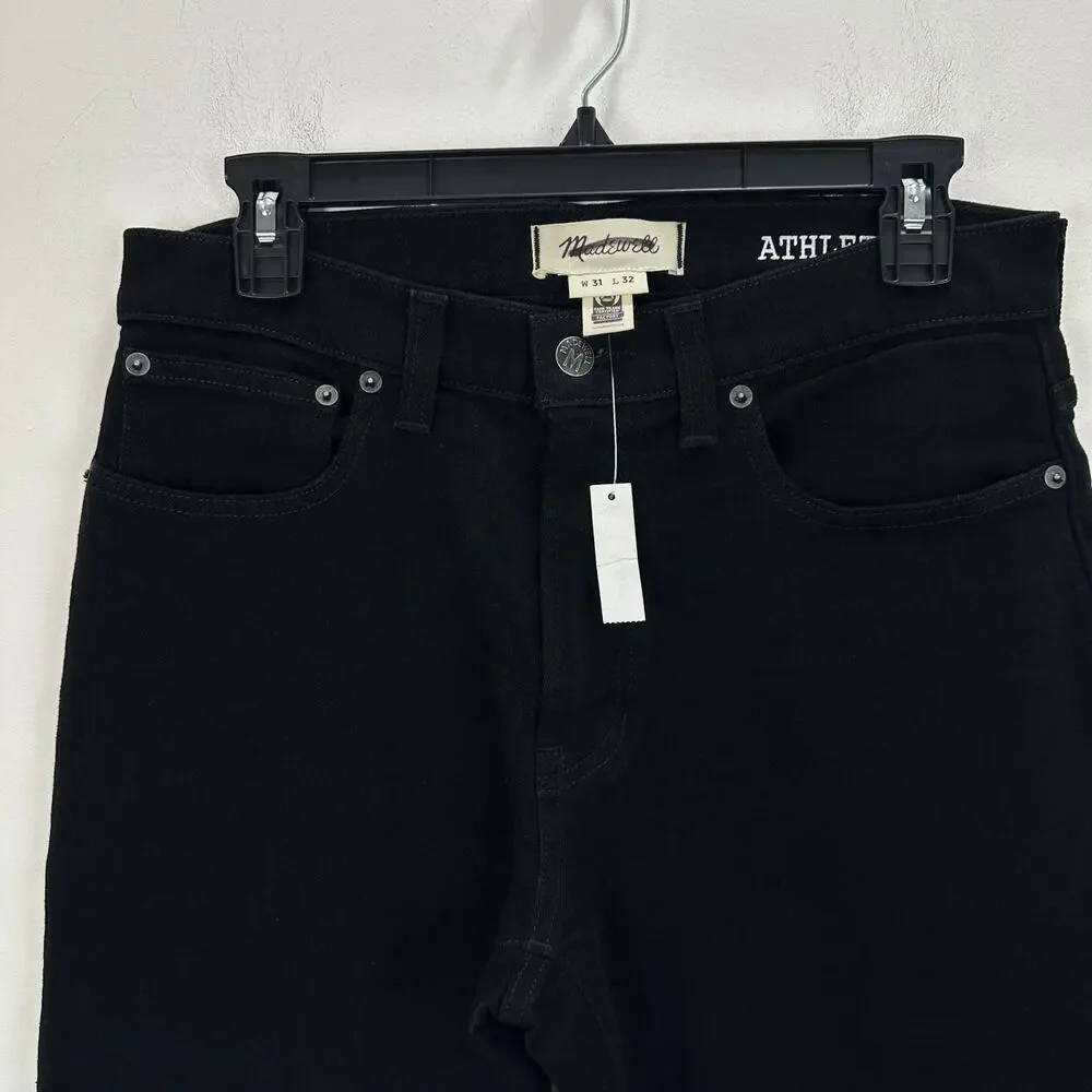 Madewell Athletic Slim Jeans Mens Tapered Stretch Denim Black Mid Rise 31/32 NWT